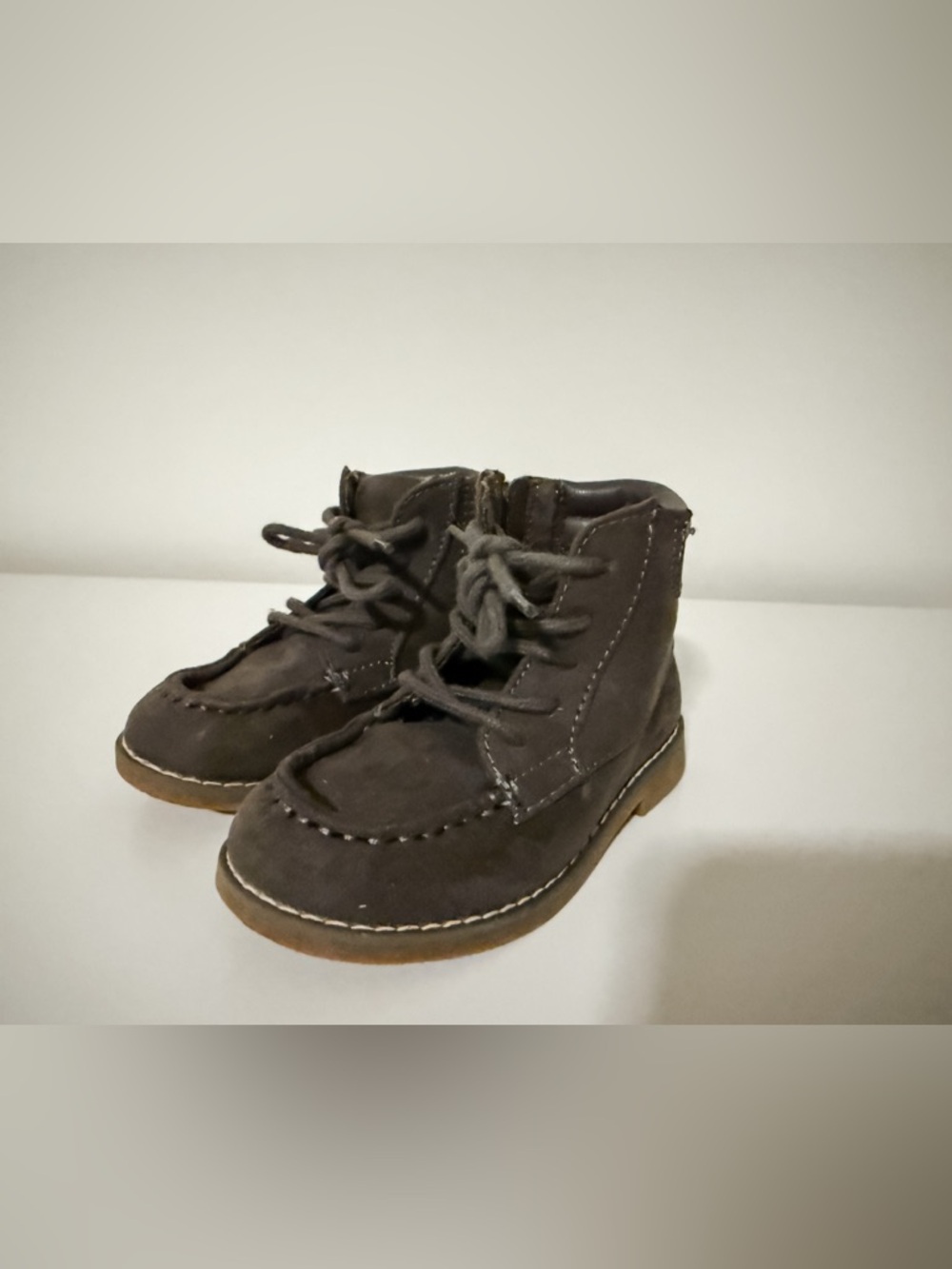 Toddler Grey Suede Lace-Up Boots